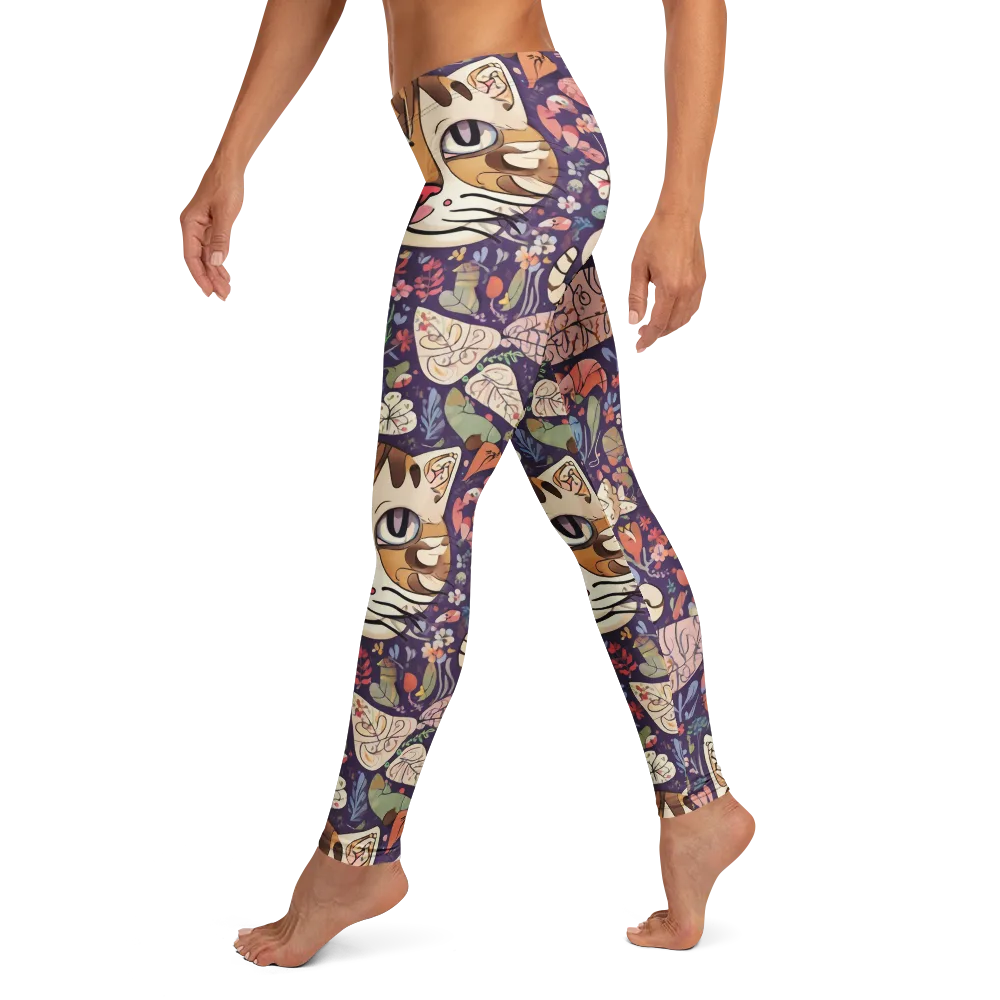 Feline Florilegium on Leggings — Left
