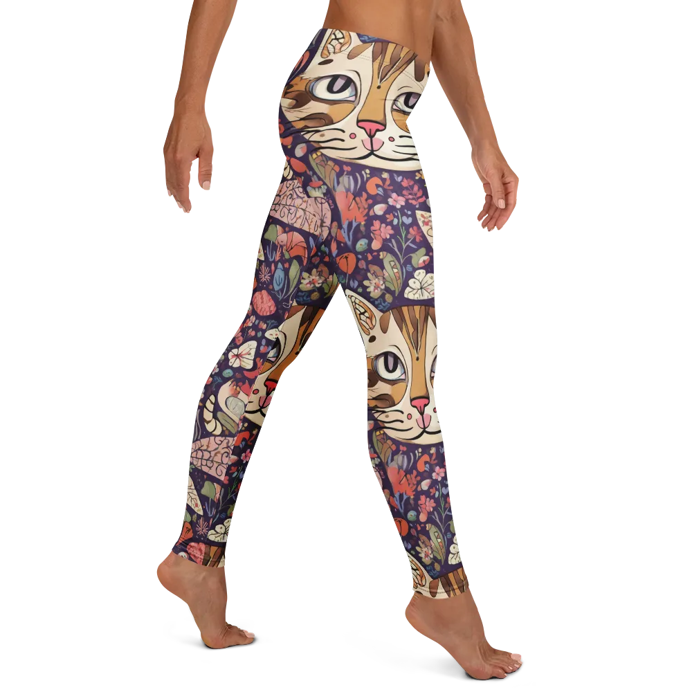 Feline Florilegium on Leggings — Right