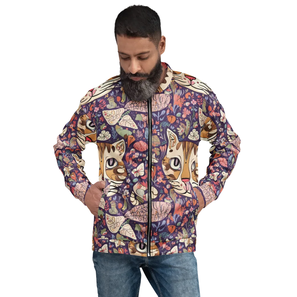 Feline Florilegium on Bomber Jacket — Front