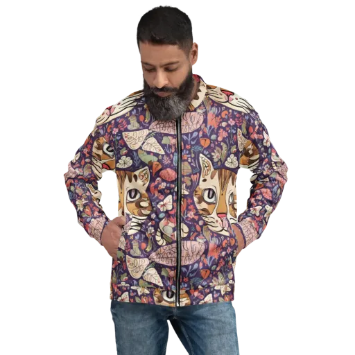 Feline Florilegium on a Bomber Jacket