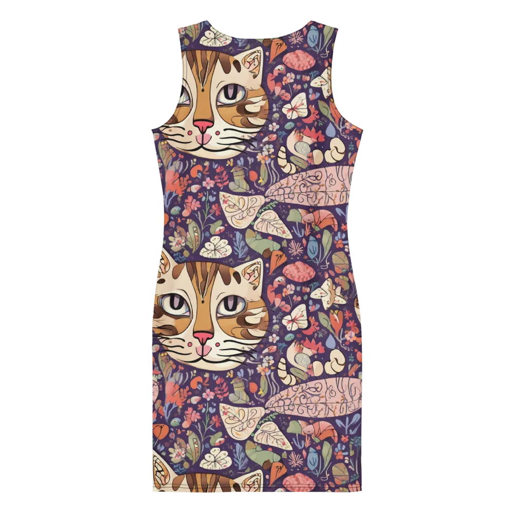 Feline Florilegium on Bodycon Dress — Back