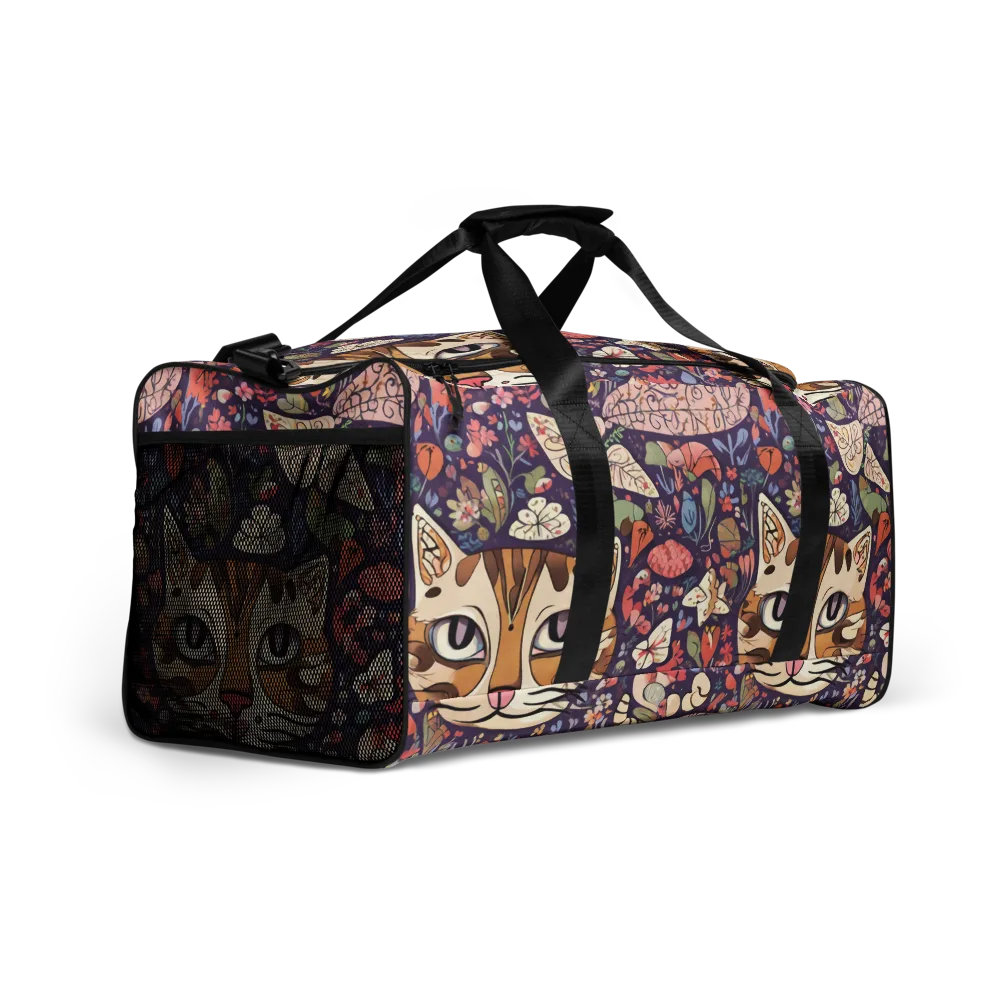 Feline Florilegium on Duffle Bag — Right Front