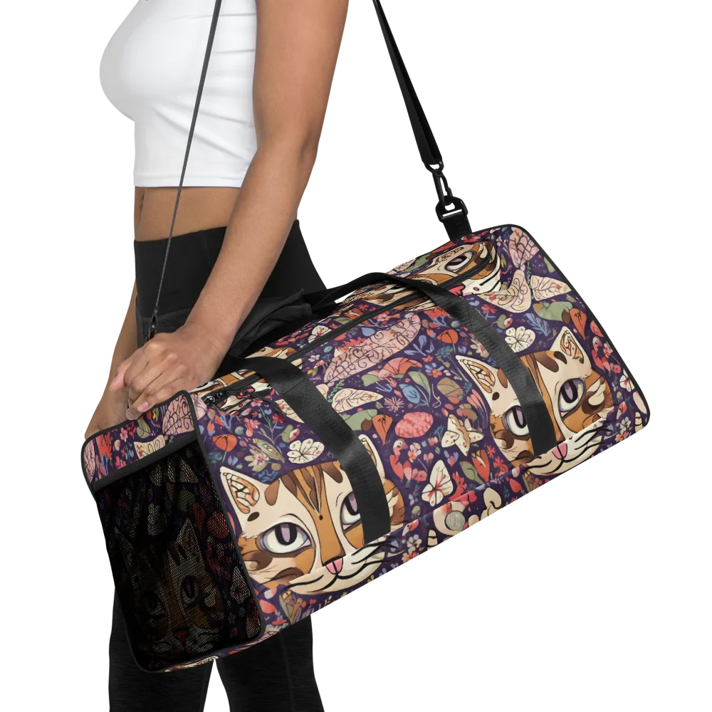 Feline Florilegium on Duffle Bag — Front