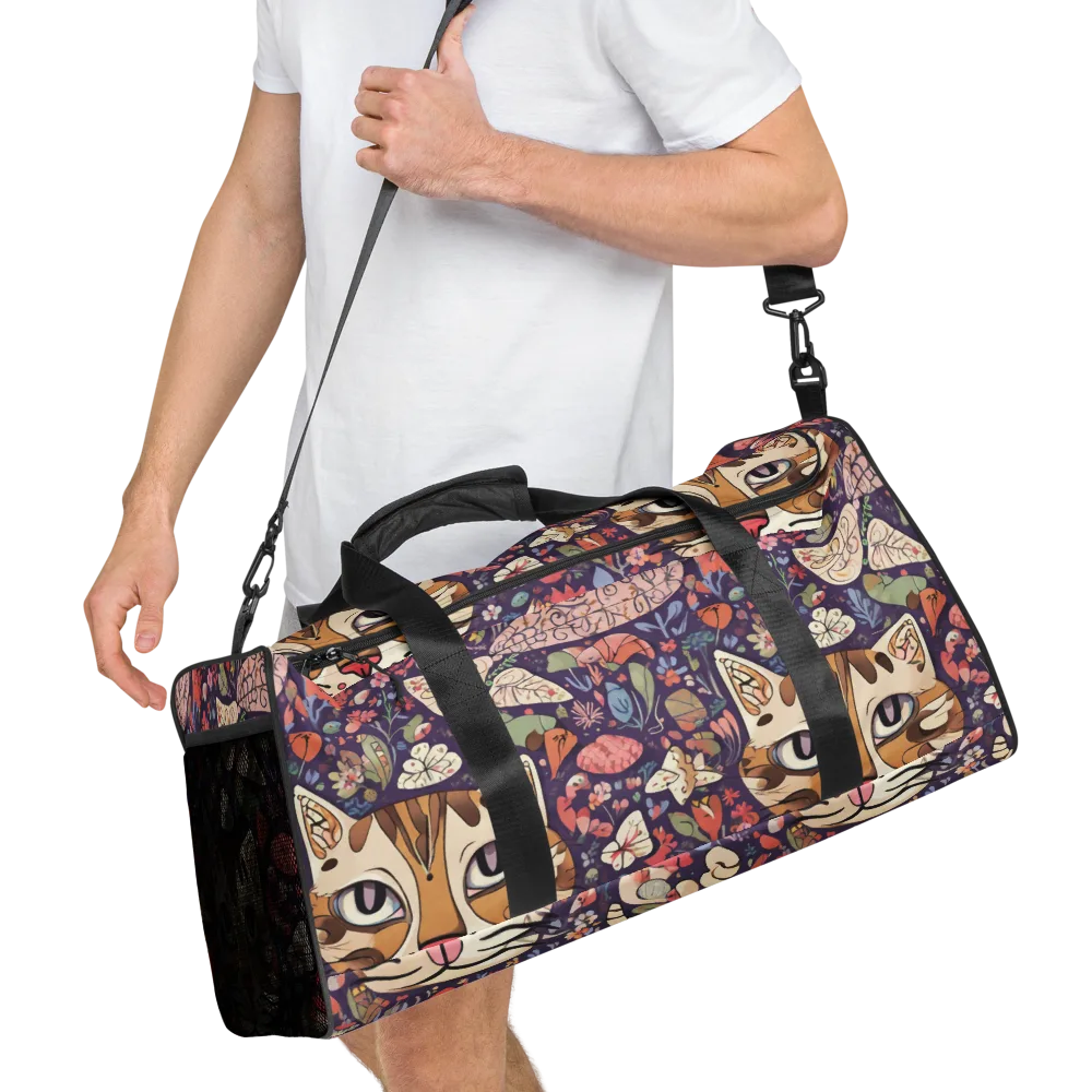 Feline Florilegium on Duffle Bag — Right Front