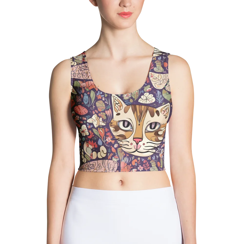 Feline Florilegium on Crop Top — Front