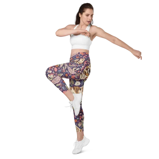 Feline Florilegium on a Leggings with Pockets