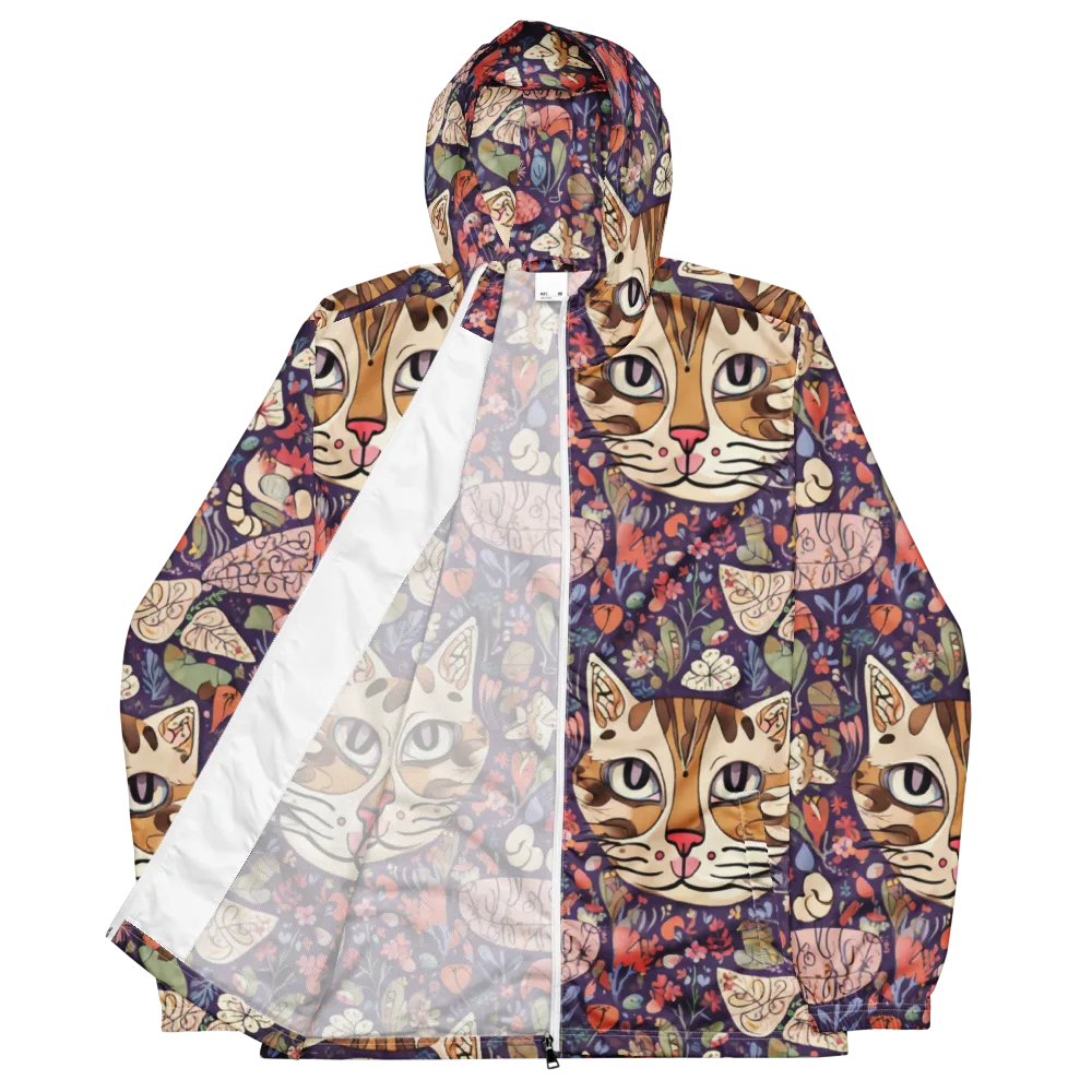 Feline Florilegium on Men's Windbreaker — Front