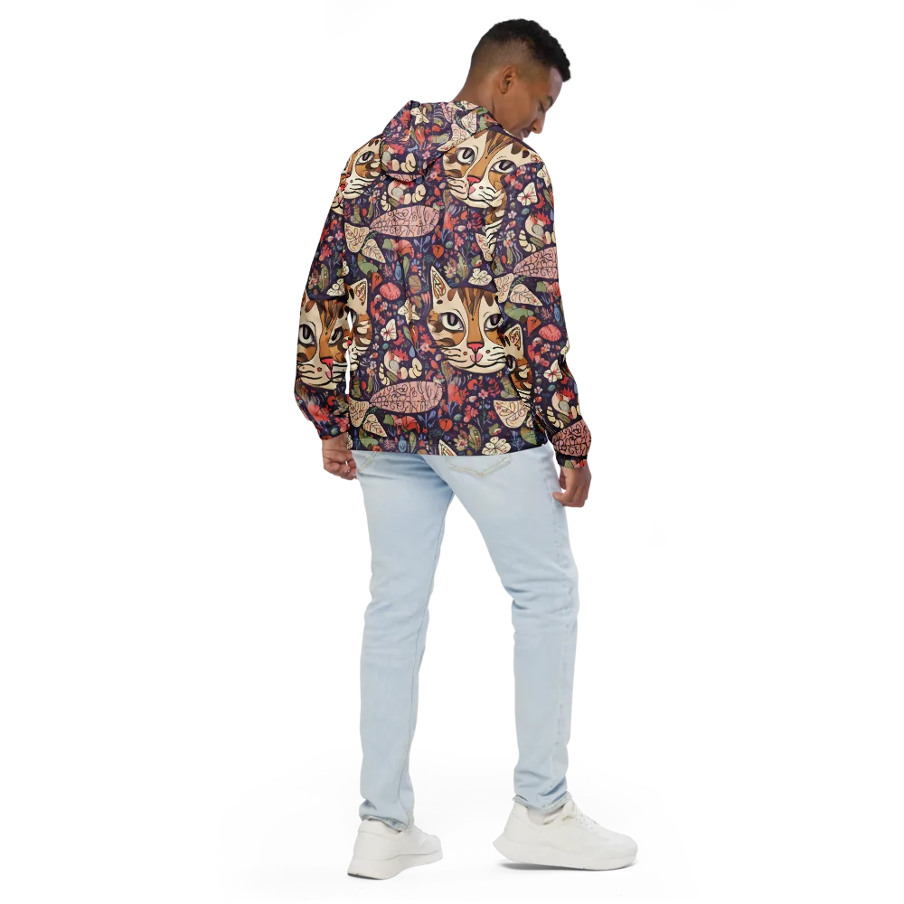 Feline Florilegium on Men's Windbreaker — Back