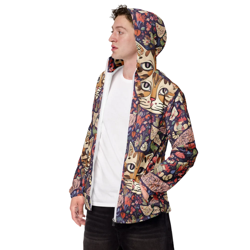 Feline Florilegium on Men's Windbreaker — Left Front