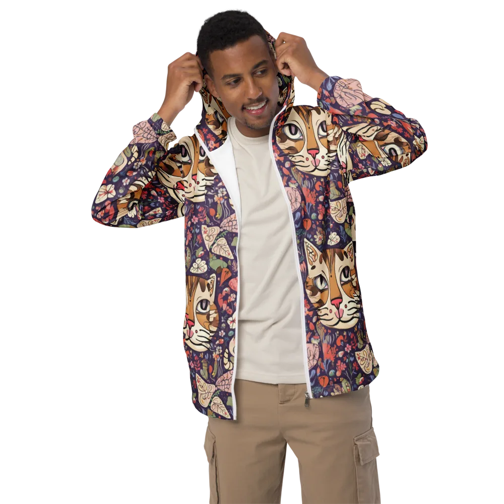 Feline Florilegium on Men's Windbreaker — Front