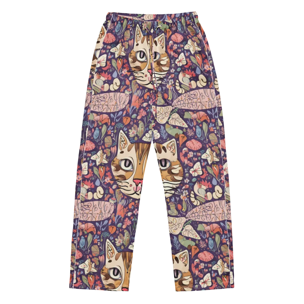 Feline Florilegium on Women's Pajama Pants — Front