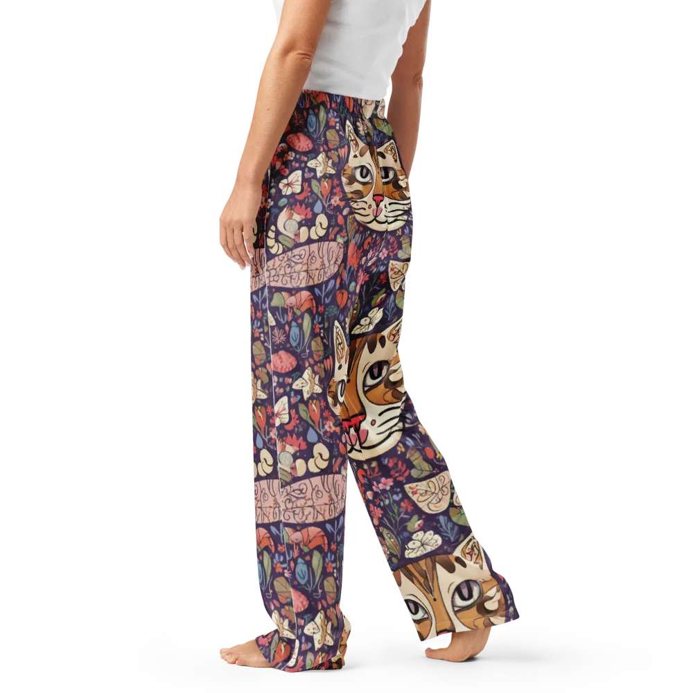 Feline Florilegium on Women's Pajama Pants — Left
