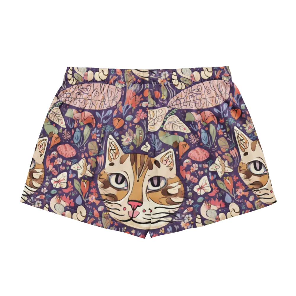 Feline Florilegium on Women's Pajama Shorts — Back