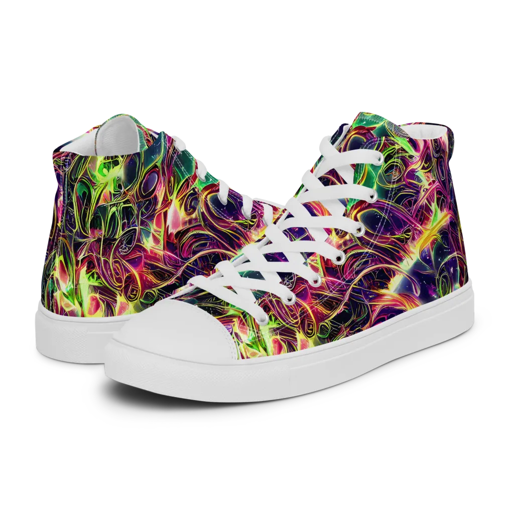 The Color Storm on Men's High Top Canvas Shoes — Left