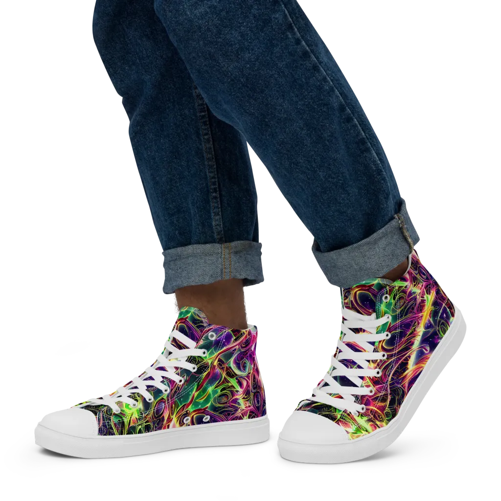 The Color Storm on Men's High Top Canvas Shoes — Left