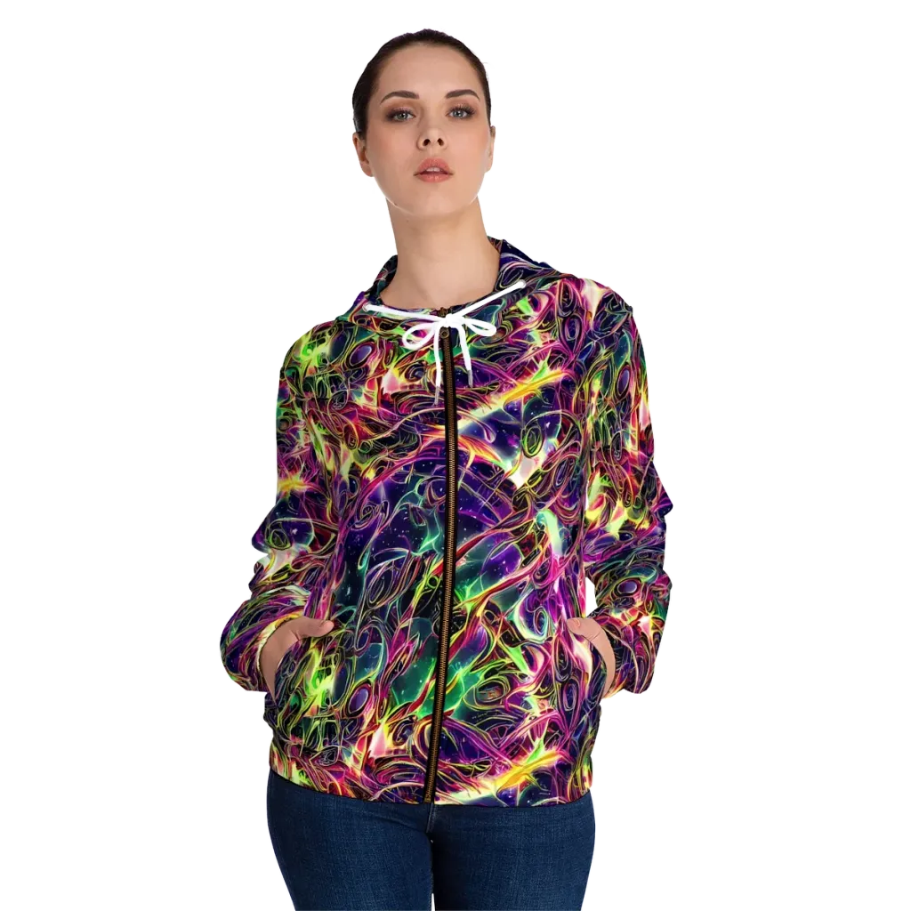 The Color Storm on Women's Full-Zip Hoodie — Front On Person