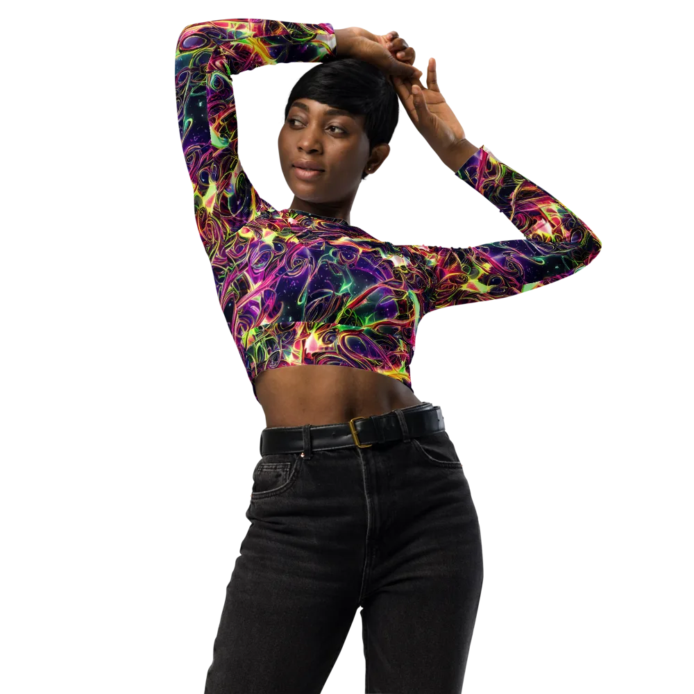 The Color Storm on Long Sleeve Crop Top — Front