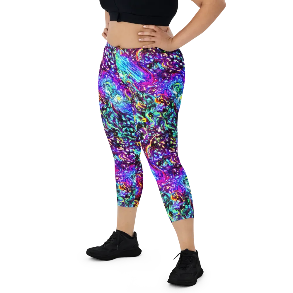 Electric Bloomscape on Capri Leggings — Front