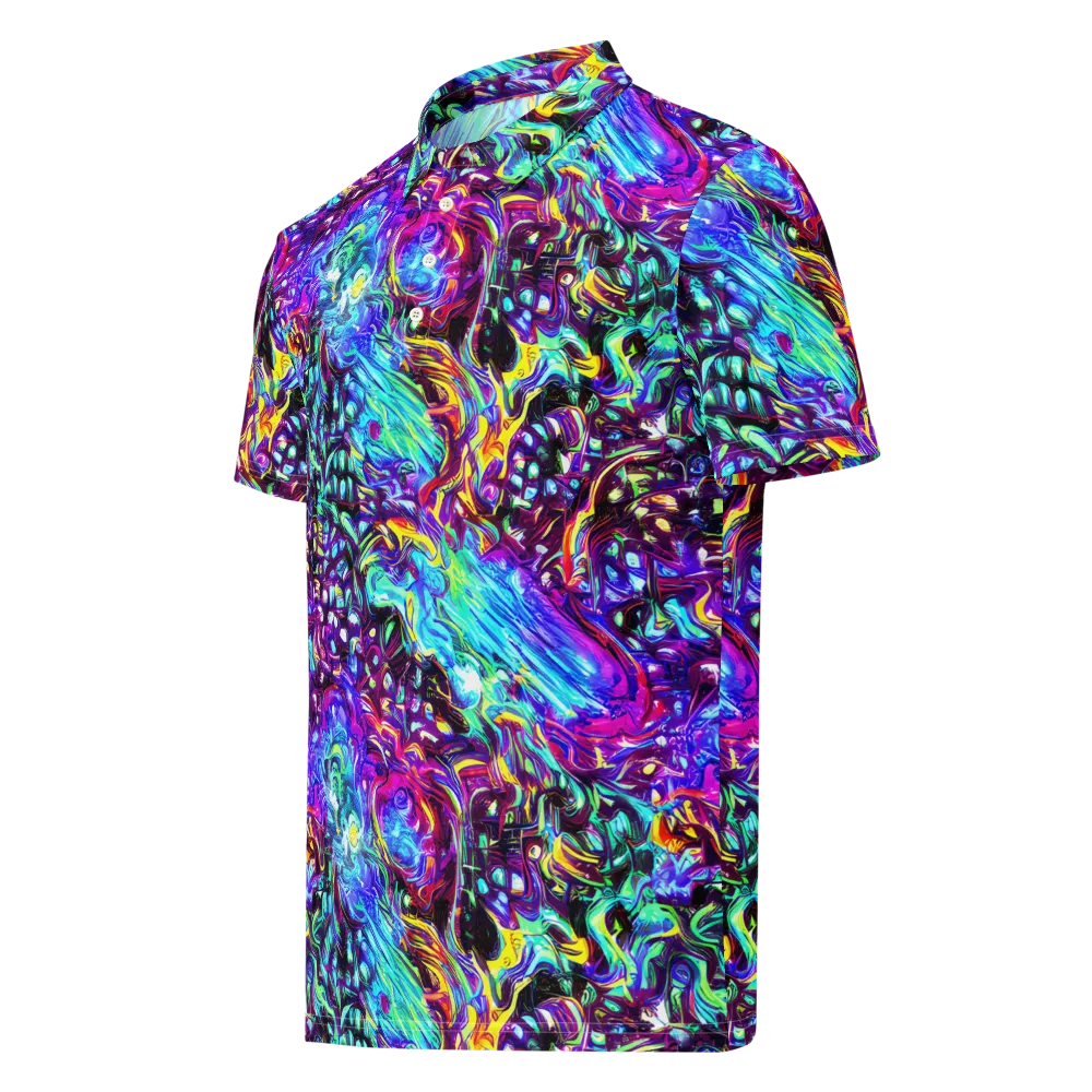 Electric Bloomscape on Men's Slim Fit Polo Shirt — Left Front