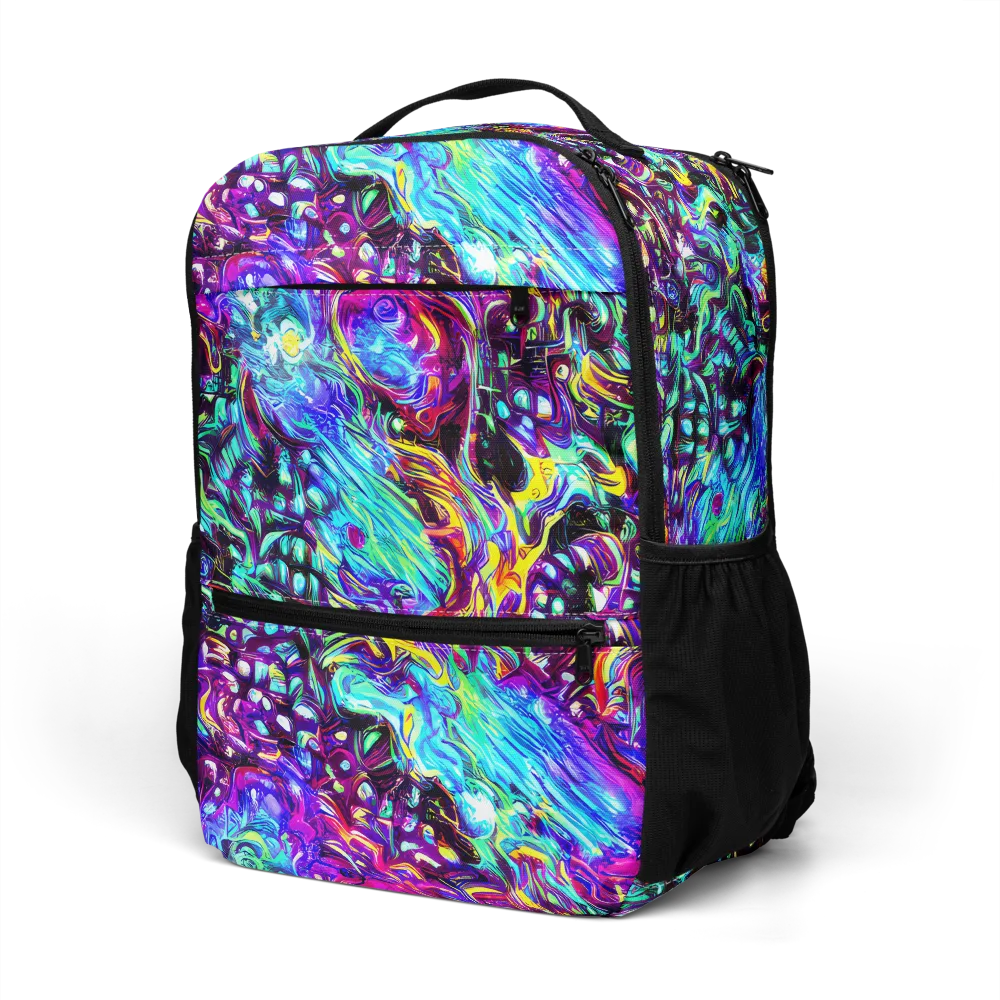 Electric Bloomscape on Utility Backpack — Left Front