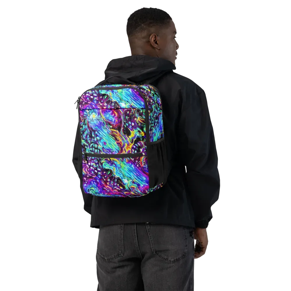 Electric Bloomscape on Utility Backpack — Back