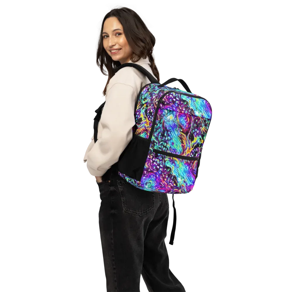 Electric Bloomscape on Utility Backpack — Back