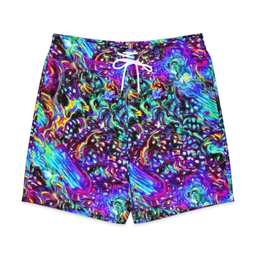 Electric Bloomscape on a Men's Board Shorts