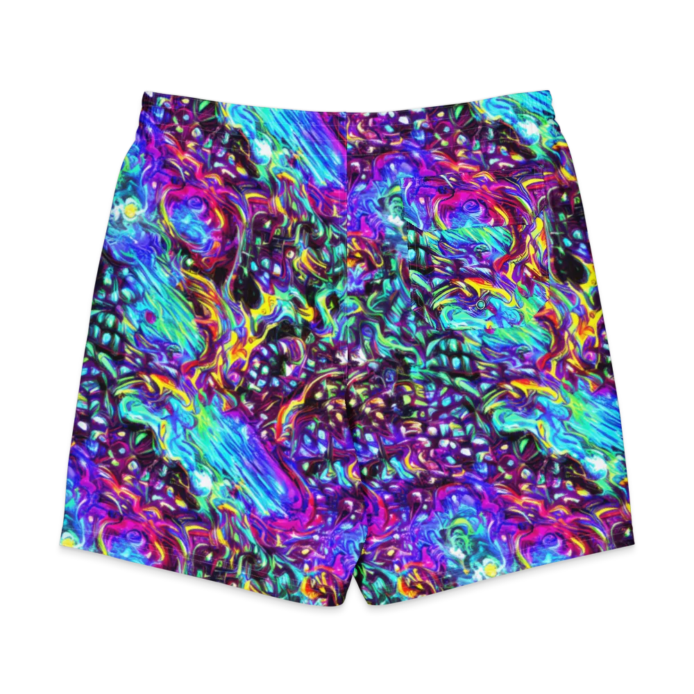 Electric Bloomscape on Men's Board Shorts — Back