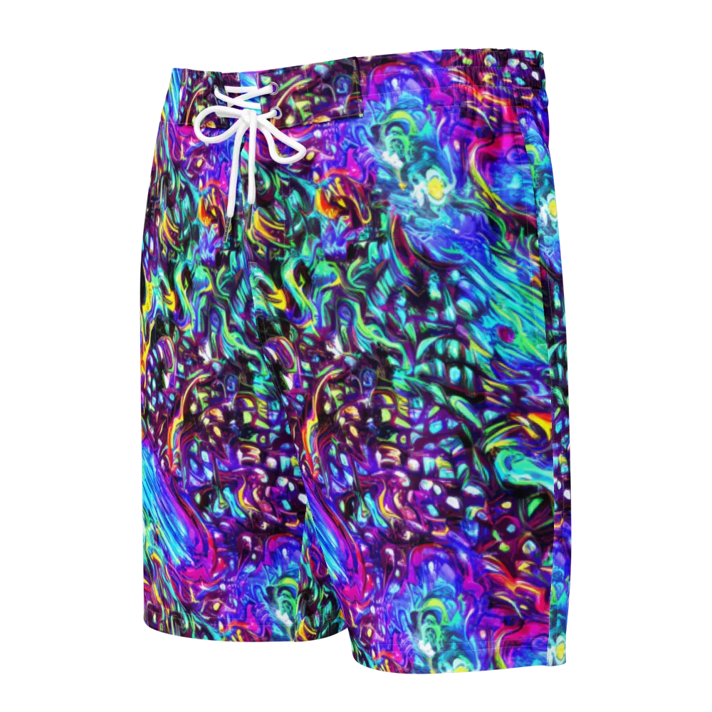 Electric Bloomscape on Men's Board Shorts — Front