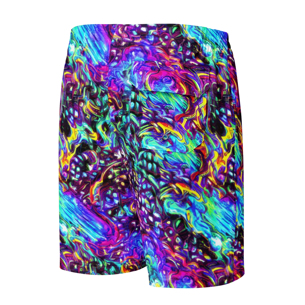 Electric Bloomscape on Men's Board Shorts — Back
