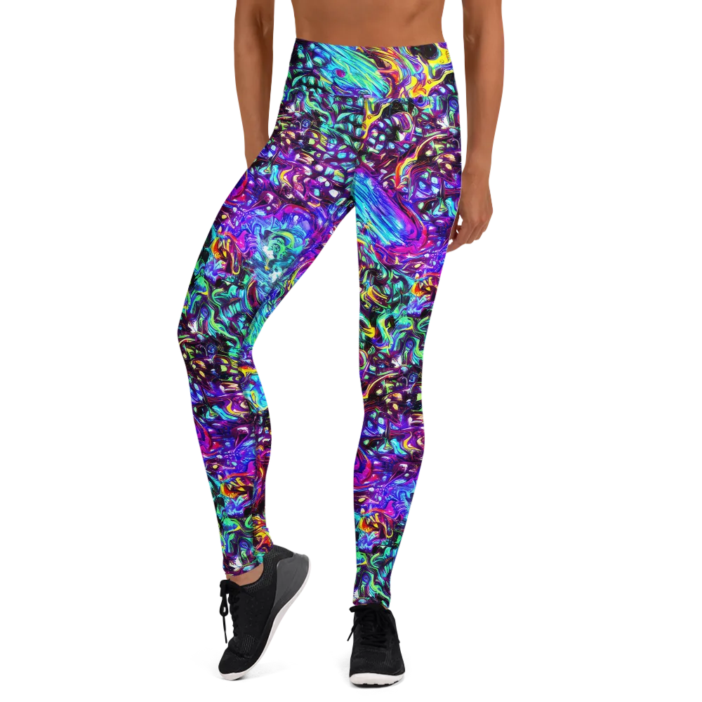 Electric Bloomscape on Yoga Leggings — Front