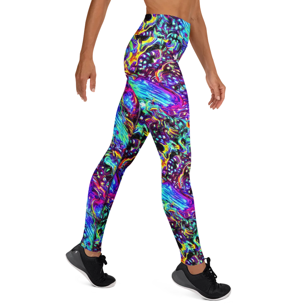 Electric Bloomscape on Yoga Leggings — Right