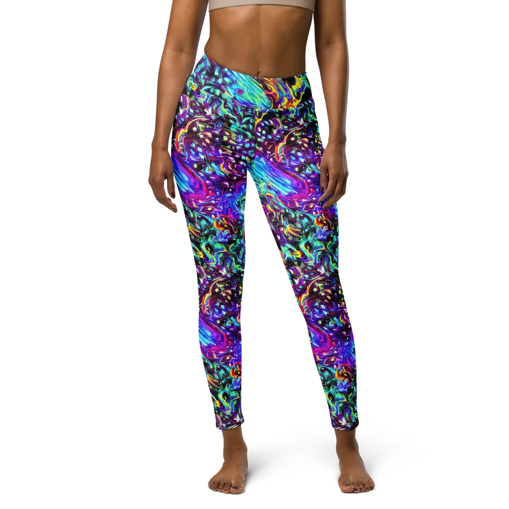 Electric Bloomscape on Yoga Leggings — Front