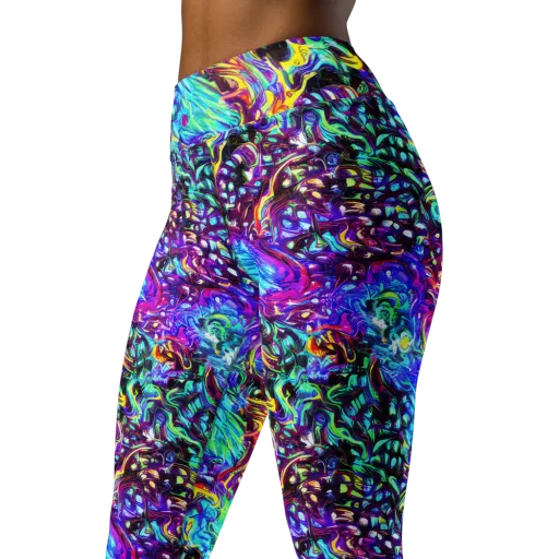 Electric Bloomscape on a Yoga Leggings