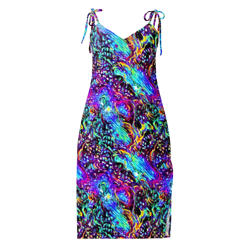 Electric Bloomscape on Slip Dress — Front