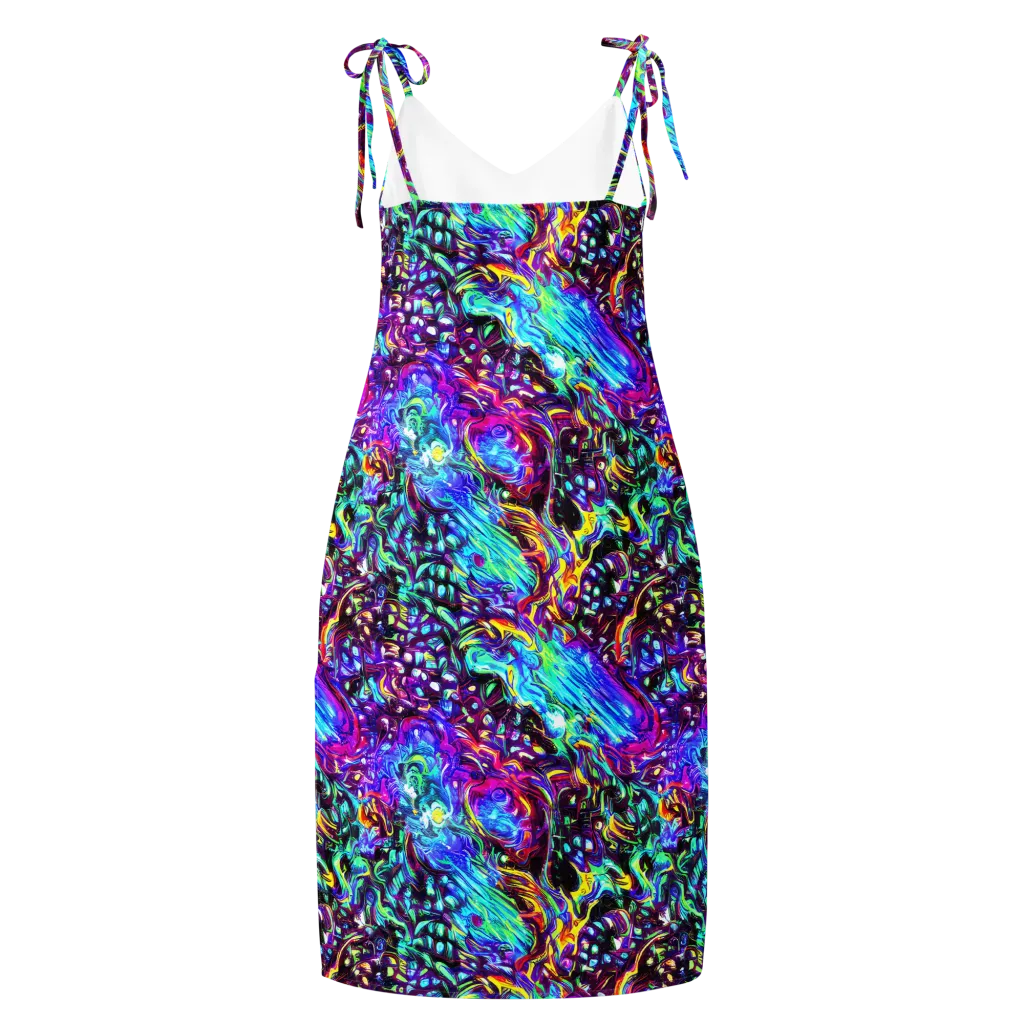 Electric Bloomscape on Slip Dress — Back