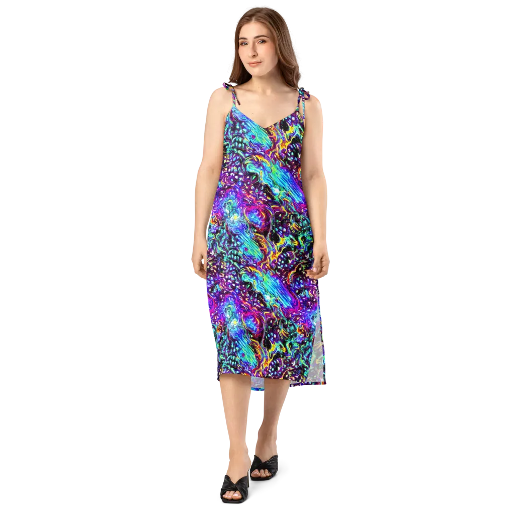 Electric Bloomscape on Slip Dress — Front
