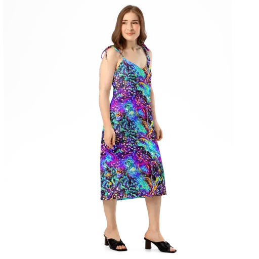 Electric Bloomscape on a Slip Dress
