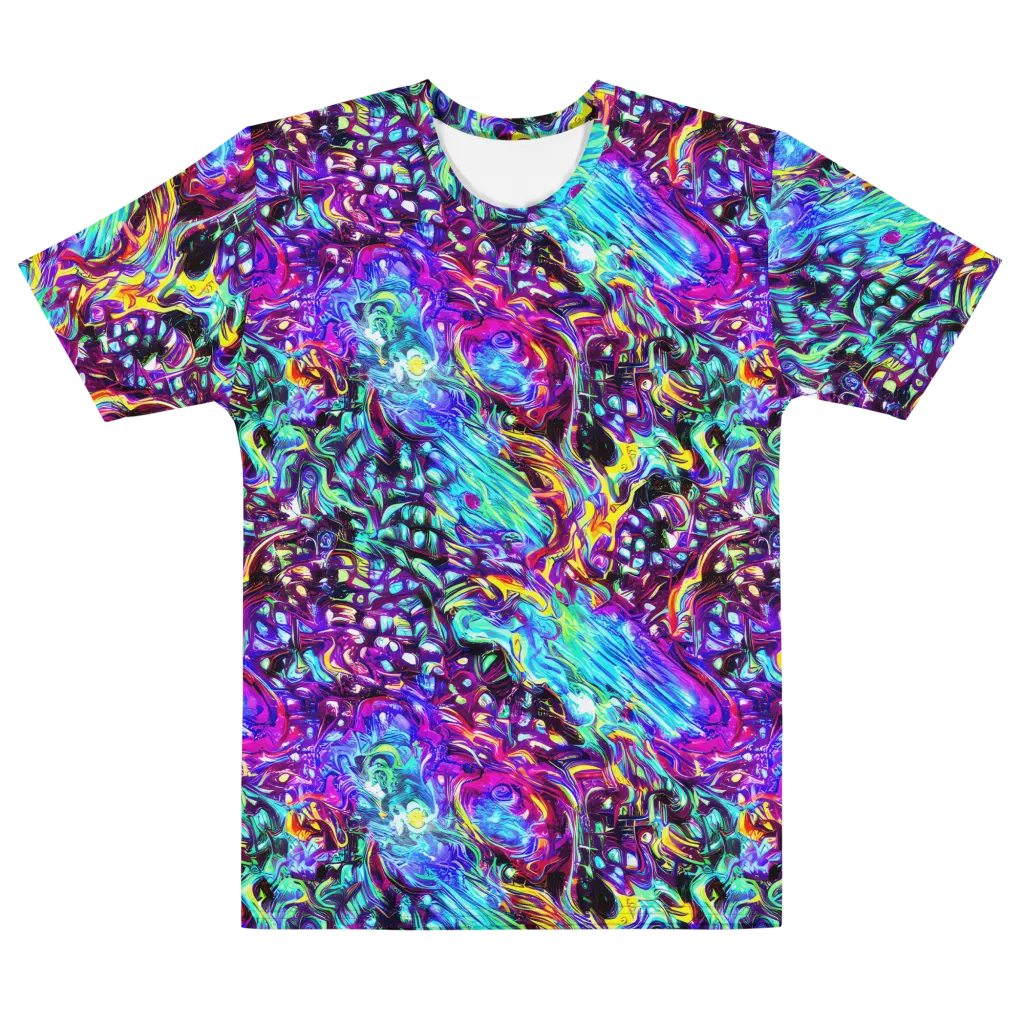 Electric Bloomscape on Men's Cotton Crew Neck T-Shirt — Front