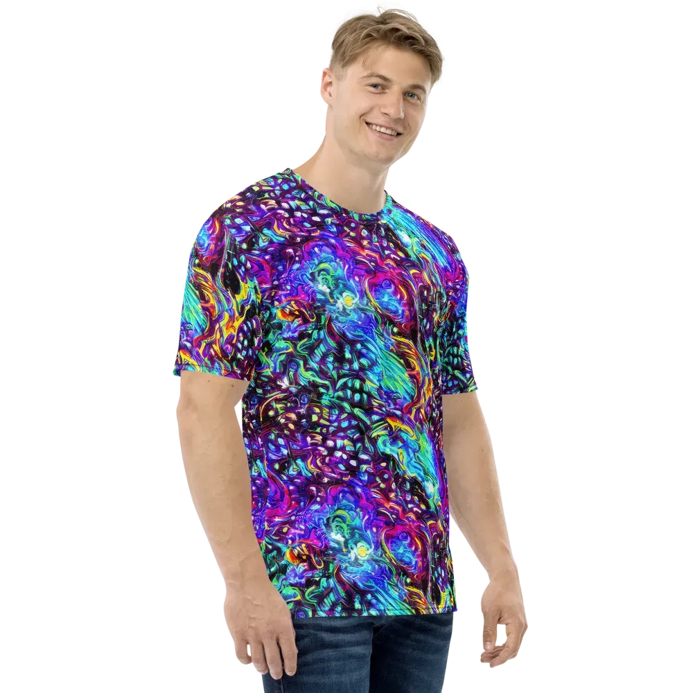 Electric Bloomscape on Men's Crew Neck T-Shirt — Right