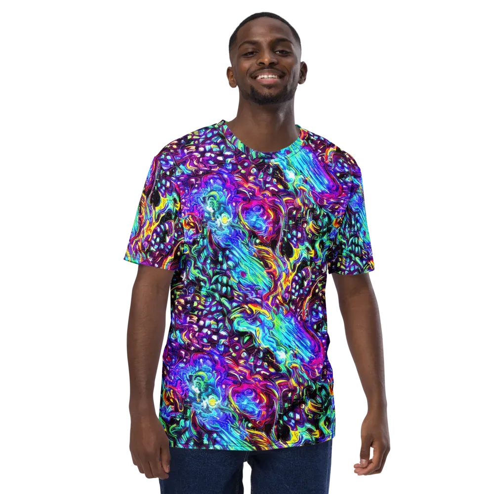 Electric Bloomscape on Men's Crew Neck T-Shirt — Front