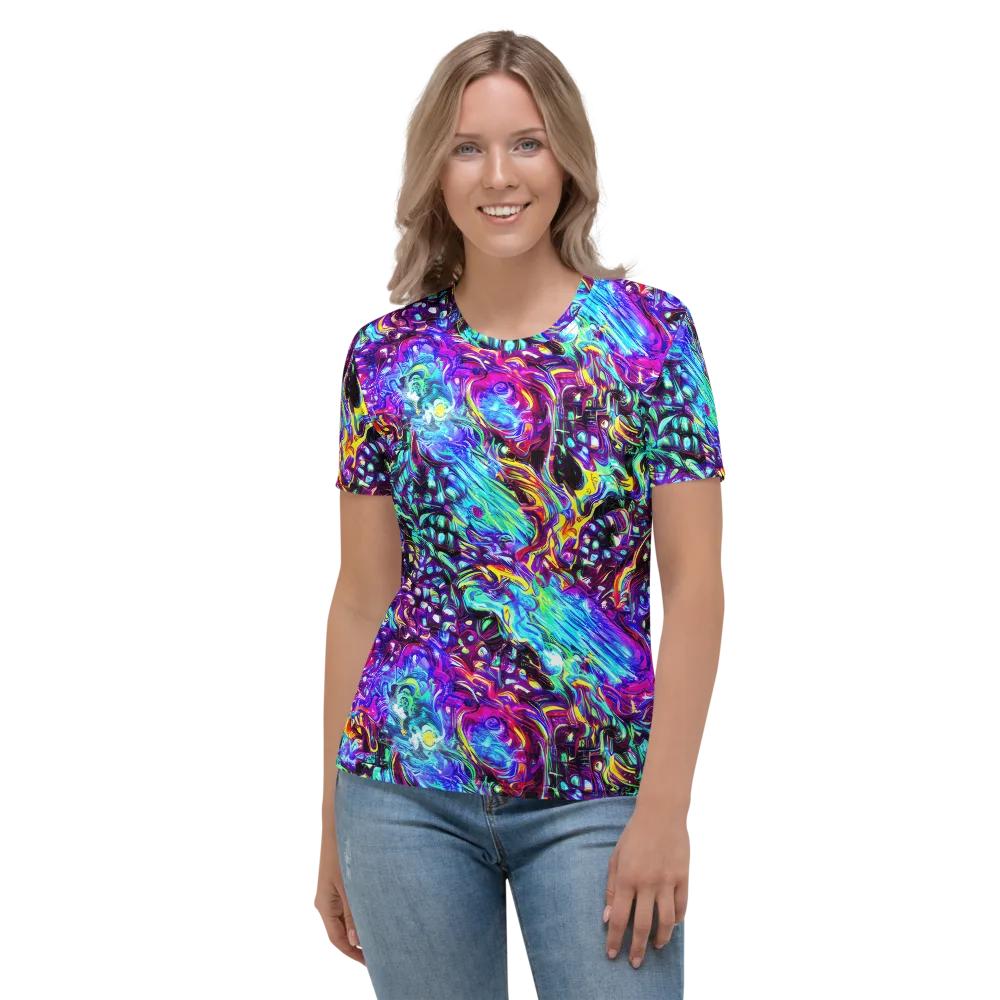 Electric Bloomscape on Women's Crew Neck T-Shirt — Front