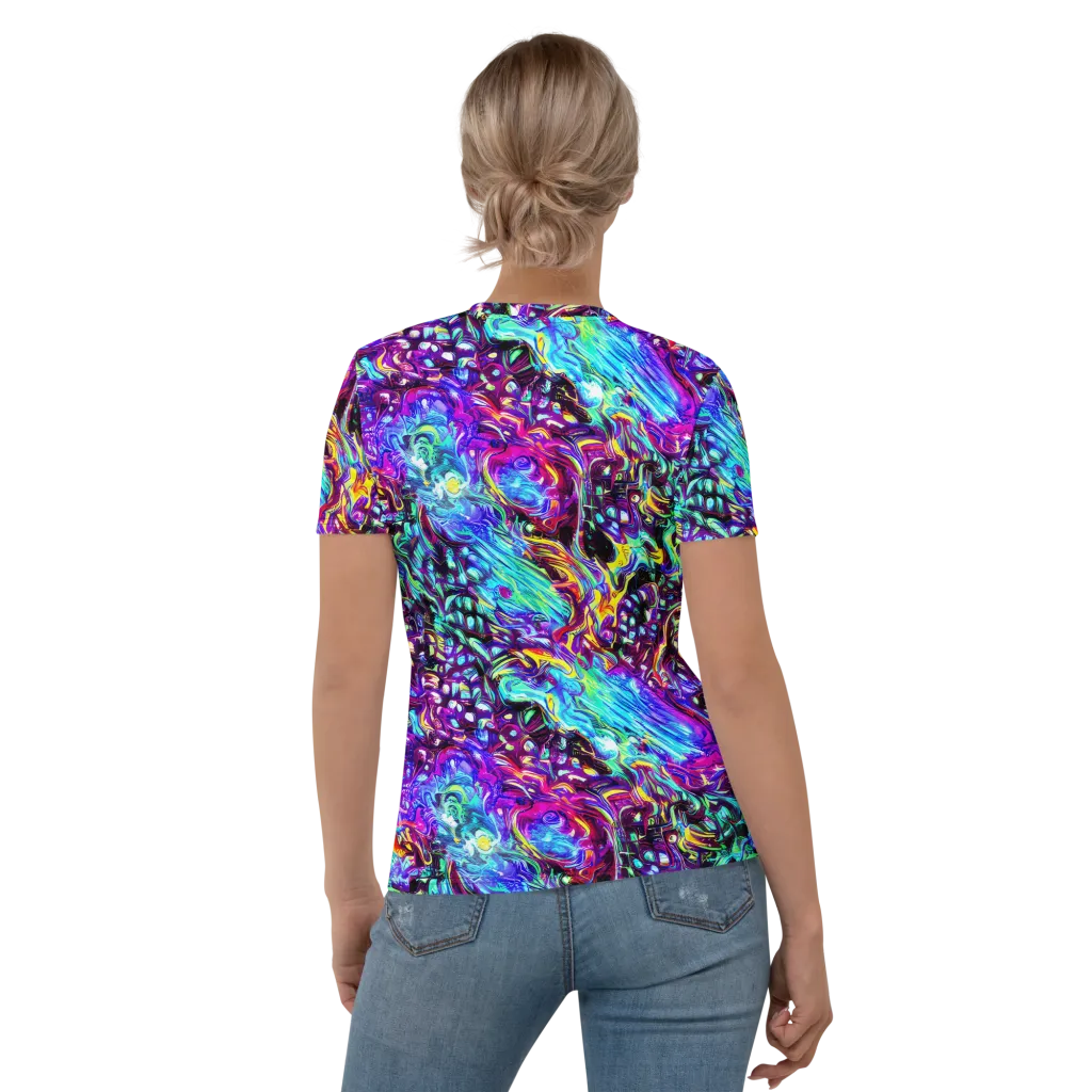 Electric Bloomscape on Women's Crew Neck T-Shirt — Back