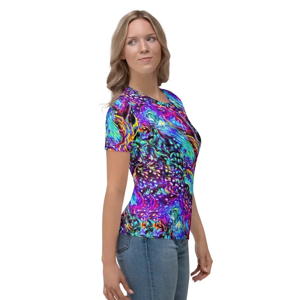 Electric Bloomscape on Women's Crew Neck T-Shirt — Right