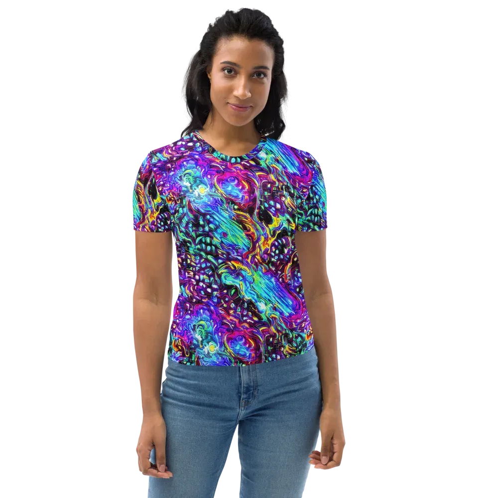 Electric Bloomscape on Women's Crew Neck T-Shirt — Front