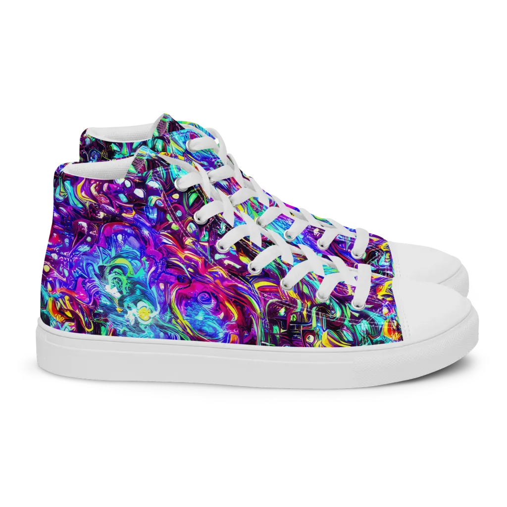Electric Bloomscape on Women's High Top Canvas Shoes — Right