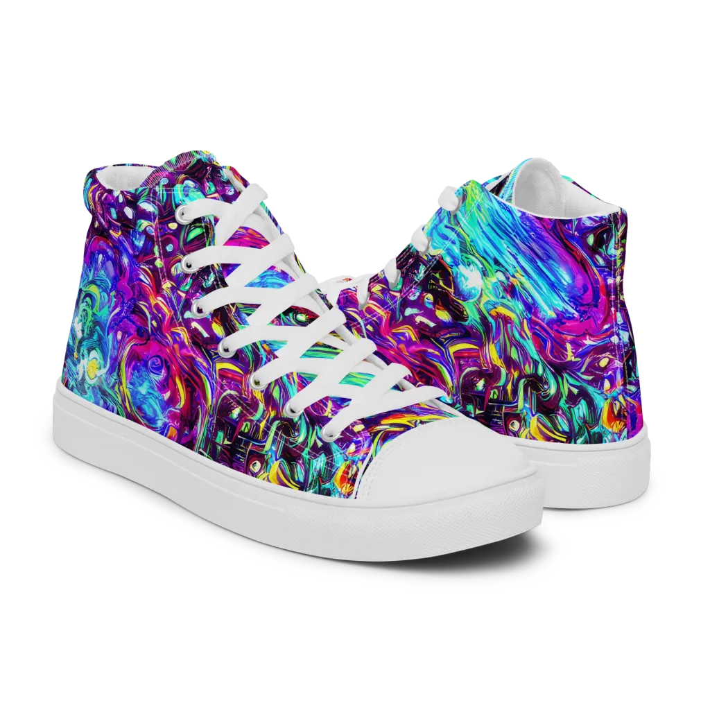 Electric Bloomscape on Women's High Top Canvas Shoes — Right