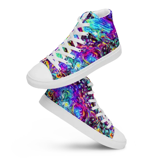 Electric Bloomscape on a Women's High Top Canvas Shoes
