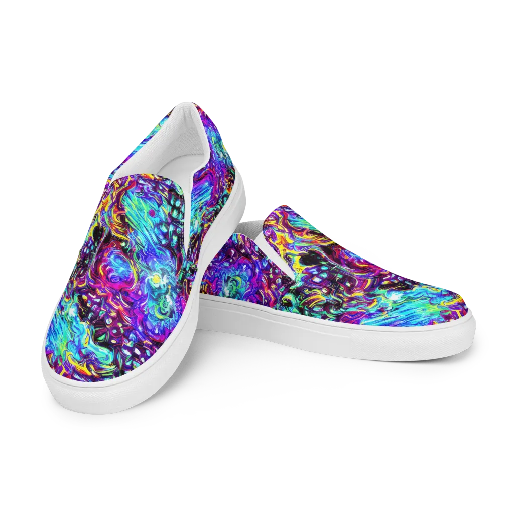 Electric Bloomscape on Men's Slip-On Canvas Shoes — Left Front