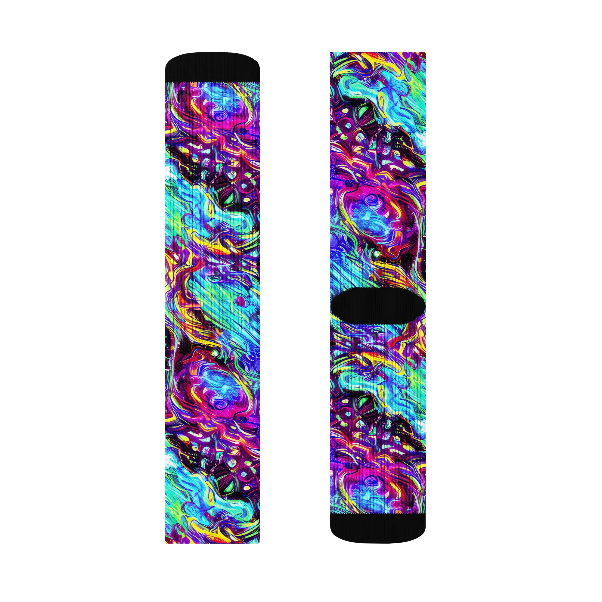 Electric Bloomscape on Socks — Left Sock
